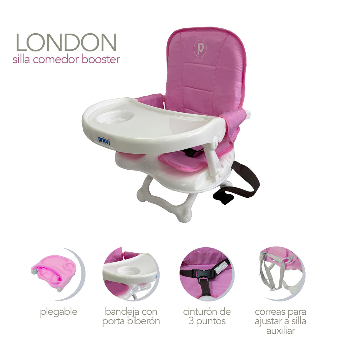 Comedor portátil para bebé - Trona London Rosa Priori
