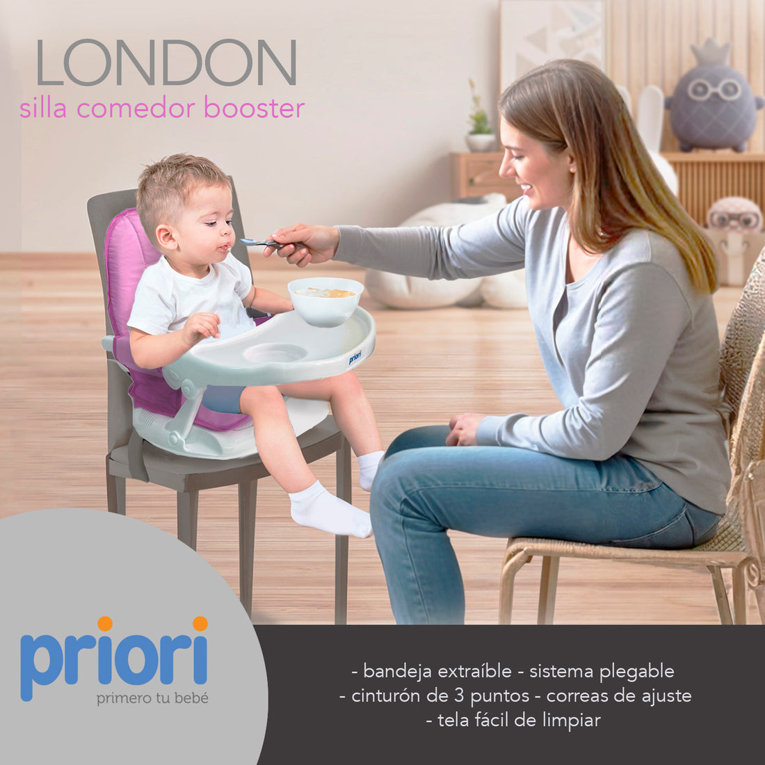 Comedor portátil para bebé - Trona London Rosa Priori